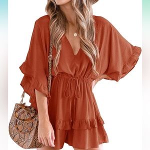 New Amazon Boutique Boho Fall Rust Colored Romper  Large